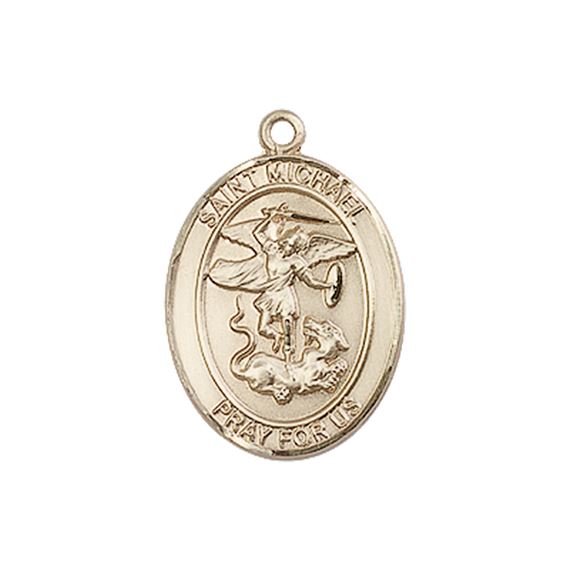 14KT GOLD ST MICHAEL MEDAL - 3/4" x 1/2"